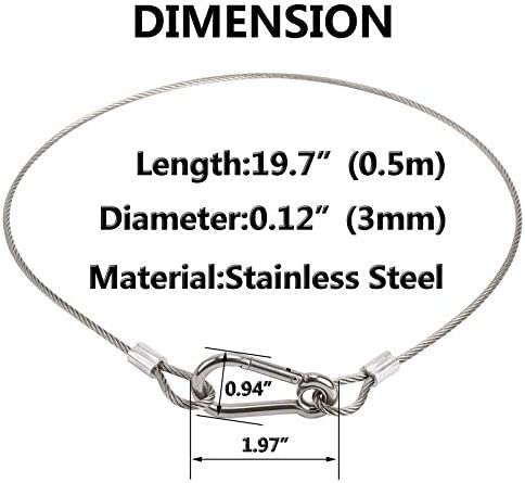 Safety Cable Lock, Stainless Steel Cable with Loops Heavy Duty Bike Lock Hook Flexible Security Steel Cable Wire Lock and Chain for Luggage Hanging Light Plant Picture