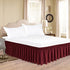 Biscaynebay Wrap Around Bed Skirts for King & Cal King Beds 15 Inches Drop, Burgundy Elastic Dust Ruffles Easy Fit Wrinkle & Fade Resistant Silky Luxurious Fabric Solid Machine Washable