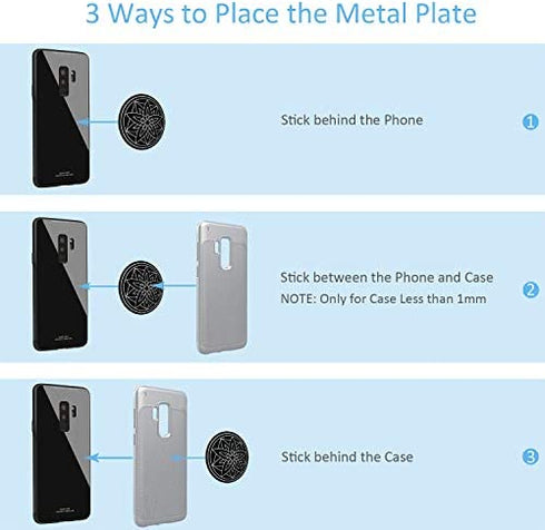 Metal Plate for Phone Car Magnetic Mount 6 Pack,Magnet Holder Disc Replacement Case Sticker with 3M Adhesive for iPhone Magnets Cradle-less Mounts Cell Phone Mini Tablet GPS Stand 2 Rectangle 4 Circle