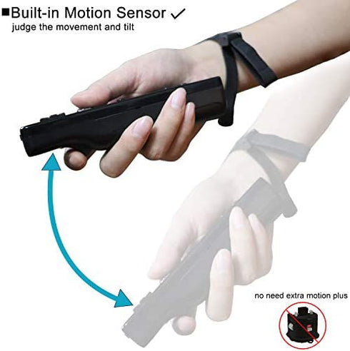 Wii Nunchuck Remote Controller with Motion Plus Compatible with Wii and Wii U Console | Wii Remote Controller with Shock Function (Black)