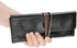 ZLYC Handmade Leather Pencil Pouch Pen Case Soft Roll Up Wrap Pencil Bag Stationery Gift (Black)