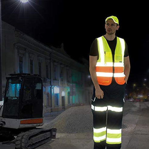 A-SAFETY Enhanced Visibility Safety Vest,, Hi Viz 2 Band And Braces Waistcoat safe for Motorcycle, Running/Jogging, Bike/Bicycle Riding Outdoor Activities, Yellow