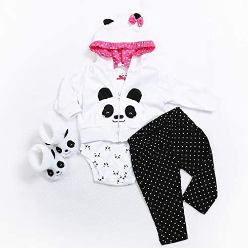 Pedolltree Reborn Baby Girl Dolls Clothes 18 inch Panda Outfits Accesories for 17-19 inch Reborns Doll Newborn Baby Girl Matching Clothing