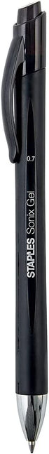 Staples 651254 Sonix Retractable Gel-Ink Pens Medium Point Black Dozen (13561-Cc)