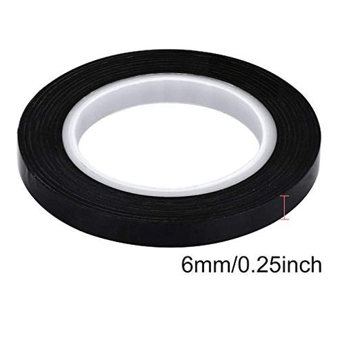 6 Pack 6mm 1/4 Inch Width Graphic Art Tape Adhesive Artist Tape, Whiteboards Chart PET Thin Tape, 216 Feet Long per Roll (Black)