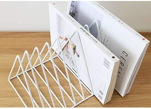 Triangle File Folder Racks and Magazine Holder,10 Lattice Metal Newspaper Holder Magazine File Storage for Office Home Decoration,White by Cq acrylic