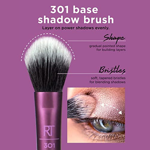 Real Techniques Eye Shade & Blend Makeup Brush Trio, For Eyeshadow & Liner, Makeup Tools for Shaping & Grooming Brows, Defined Makeup Look, Synthetic Bristles, Vegan & Cruelty-Free, 3 Count