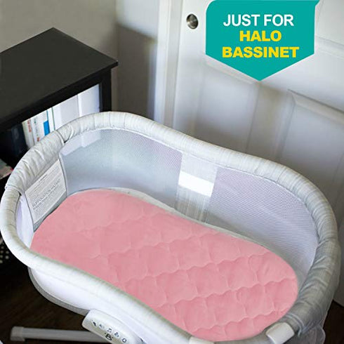 Bassinet Mattress Cover Compatible with Halo Bassinest Swivel Sleeper Bassinet Mattress Pad, 2 Pack, Microfiber, Waterproof and Soft, Pink