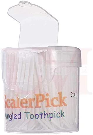 Angled toothpick Scalerpick White Plastic Household Teeth Cleaning Curved Hook 2 Bottle 400pieces