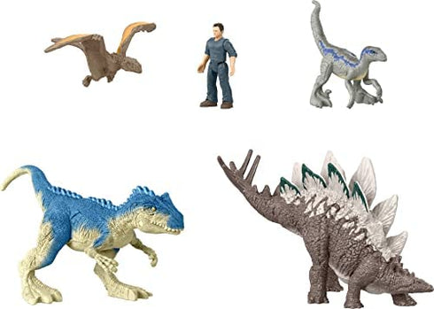 Jurassic World Dominion Chaotic Cargo Pack of 5 Mini Figures with Instant Pose Changes, Toy Gift Set and Collectible