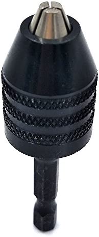 0.3-6.5mm Keyless Drill Chuck Conversion Tool,Adapter? 3-Jaw Drill Chuck Screwdriver Adapter with Quick-change 1/4" Hex Shank?1pcs black