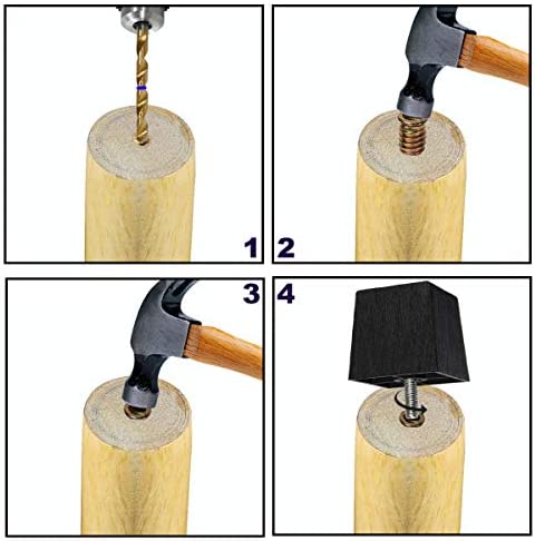 Sopicoz 2 inch Sofa Legs Plastic Feet for Furniture Legs Riser Square Set of 4 with M8 Hanger Bolts