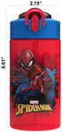 Zak Designs Marvel SpiderMan Kids Spout Cover and Built-in Carrying Loop Made of Plastic, Leak-Proof Water Bottle Design (16 oz, BPA-Free)