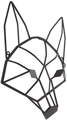 Brown Geometric Fox Head Metal Wall Decor