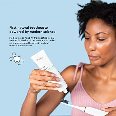 Boka Ela Mint Natural Toothpaste, Nano-Hydroxyapatite for Remineralizing, Sensitivity and Whitening, Fluoride-Free, Dentist Recommended for Kids and Adults, Made in USA, 4oz (Pack of 1)