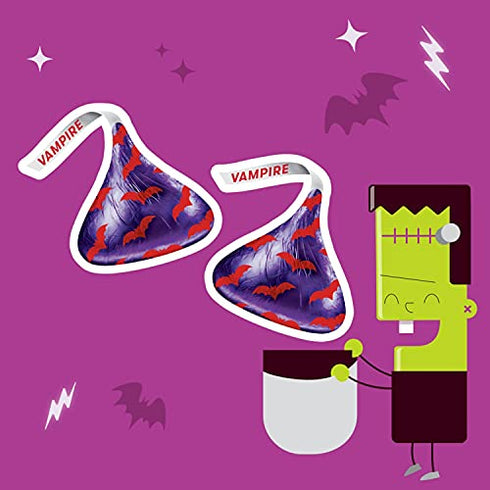HERSHEY'S KISSES Dracula Milk Chocolate with Strawberry Flavored Creme Candy, Halloween, 9 oz Bag