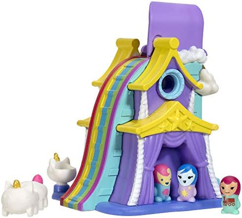 Nanables Unicorn Carnival, Rainbow Way Medium House, Incl Carnie, Gypsy & Scarlet Toys with Exclusive Unicorn Vehicle & Parking Space, Hinged Door, Bonus Mechanical Feature, 2 Spaces