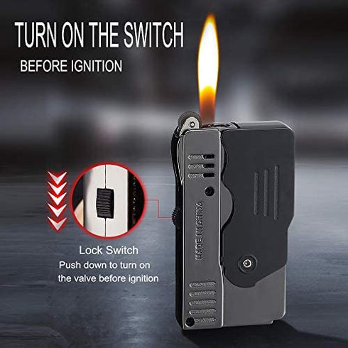 Morisk Torch Lighter Switchable Soft / Jet Flame, Butane Pipe Lighter Refillable with Lockable Function, Cool Foldable Lighters Unique Gift for Men(Butane Not Included)