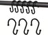 Metal Shower Curtain Hooks,Rust Resistant S Shaped Shower Curtain Rings,Shower Hooks for Bathroom,Decorative Shower Hooks for Curtain Rod,Set of 12 (Black)