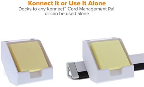 Bostitch Konnect™ Sticky Note Holder + Business Card Stand, Includes Pen Holders, White