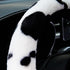 Fuzzy Car Steering Wheel Cover for Women, Cute Cow Print Fluffy Steering Wheel Covers, Universal 15 Inches, Girly Car Accessories with 2 Pack Car Coasters for Cup Holders