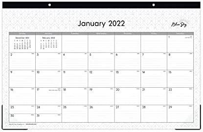 Blue Sky 2022 Monthly Desk Pad Calendar, 17" x 11", Trim Tape Binding, Two-Hole Punched, Ruled Blocks, Enterprise (111293-22)