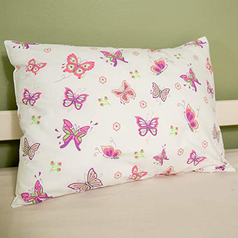 BB MY BEST BUDDY Toddler Kids Pillowcase for Boys and Girls - Butterfly/Butterflies 13 x 18 - shrinks to fit - 100% Cotton - Naturally Hypoallergenic and Soft - Designed in USA - Machine Washable