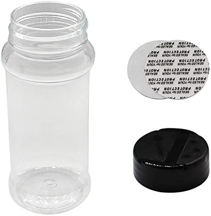 Set of 12Pcs Empty Plastic Spice Jars, 3.3 Fluid Ounces/100ml Spice Containers for Storing BBQ Seasoning Salt Pepper,Glitter Shakers Bottles (Black)