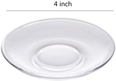 Sizikato 6pcs Clear Glass Snack Plate, Restaurant Dessert Plate, Tea Table Decoration Tea Bag Holder. 4 Inch