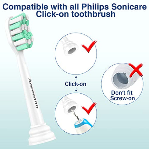 Aoremon Replacement Toothbrush Heads for Philips Sonicare Snap-on Electric Brush Handles HX9023/65, 10 Pack
