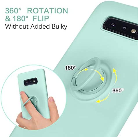 BENTOBEN Samsung Galaxy S10e Case, Slim Silicone Soft Rubber with 360° Ring Holder Kickstand Car Mount Supported Shockproof Bumper Protective Case Cover for Samsung Galaxy S10e 5.8" (2019), Mint Green