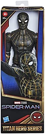 Spider-Man Marvel Titan Hero Series 12-Inch Black and Gold Suit Action Figure Toy, Inspired Movie, for Kids Ages 4 and Up