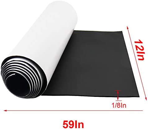 Foam Insulation Neoprene Sheets with Adhesive,Multi-Function Soundproof Large Marine Closed Cell Neoprene Rubber Roll (W?12 Inch T:1/8 Inch L:59 Inch,Black)