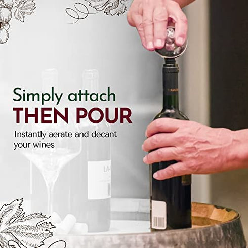 OxyTwister Wine Aerator Pourer-Premium Aerating and Decanter Spout-Improves Wine Taste and Aroma-Prevent Wine Leak-Red Wine Bottle Stopper-Portable Wine Accessories