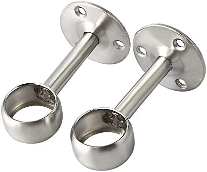 Alise Stainless Steel Shower Curtain Closet Rod Holder Pipe Flange Socket Ceiling Mount Bracket Pipe Fitting Parts Supports,2 Pcs (25mm?1-Inch Dia.?, Brushed Nickel)