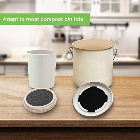 12 Pack Compost Bin Filters Extra Thick Activated Carbon Kitchen Compost Filters Refill Replacement Filters, Odor Absorbing Charcoal Filters 7.2 Inch