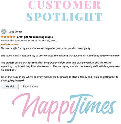 Nappy Times Baby Gender Reveal Party Supplies 2x Pink OR 2x Blue Fillable Gender Reveal Confetti Cannon | Easy to Set Up Gender Reveal Decorations with Pink and Blue Gender Reveal Balloons