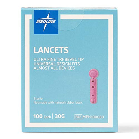 Medline General Purpose Lancet, Can be Used with Most Universal Lancing Devices, 30G, Box of 100