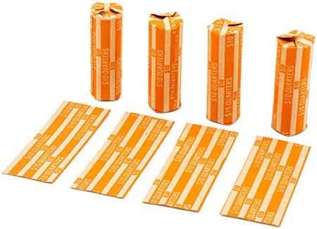 Quarter Flat Striped Coin Wrappers, Bundle of 100
