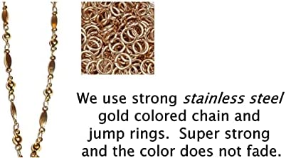 Hidden Hollow Beads Trendy Made in USA, Women's Fashion Lanyard ID Badge Holder, 34" Long, Holds Keys and Badge (Gold Round Pendant)