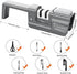 Knife Sharpener, 4-in-1 Foldable Kitchen Knife Sharpener with Sharpening Stone, 3-Stage Non-Serrated Knife & Scissor Sharpener, Quickly Sharpening, Repair/Restore/Polish Blades, Gray