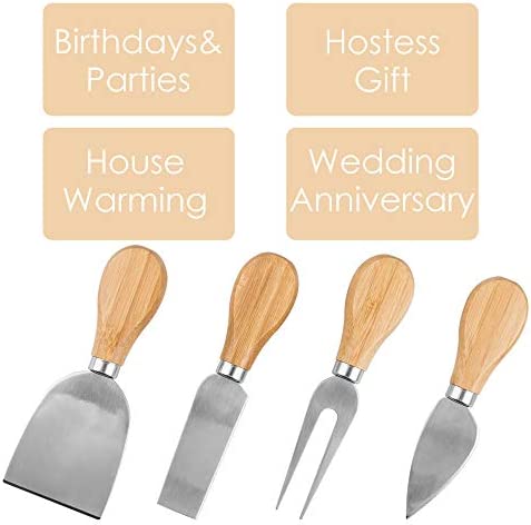 Set of 8, Wood Handle Cheese Knives and Spreaders, DaKuan Cheese Slicer Cheese Cutter Condiment Knives Set