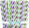 Outside the Box Papers Tinkerbell Theme Chevron,Polka Dot and Stripe Paper Straws 7.75 Inches 100 Pack Lime Green, Purple, Lilac, White