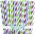 Outside the Box Papers Tinkerbell Theme Chevron,Polka Dot and Stripe Paper Straws 7.75 Inches 100 Pack Lime Green, Purple, Lilac, White