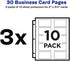 Avery(R) Clear Business Card Organizer Pages for 3 Ring Binders, 10 Per Pack, 3-Pack, Holds 600 Cards Total (78723)