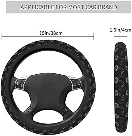Da66jj Steering Wheel Covers for Car, Supernatural Symbols Black Car Steering Wheel Cover for Women & Girls & Men, Universal 15 Inches Car Accessories