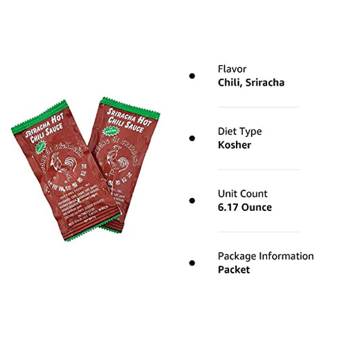 Sriracha Hot Chili Sauce Packets, On-The-Go Packet, 7 Gram Packets (25-Pack)