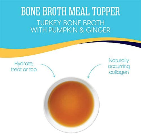 Solid Gold Turkey Bone Broth for Dogs - Grain Free Dog Food Topper Rich in Collagen and Superfoods - Nutrient Dense Dog Gravy Topper for Dry Food - Promotes Gut Health and Hydration - Single