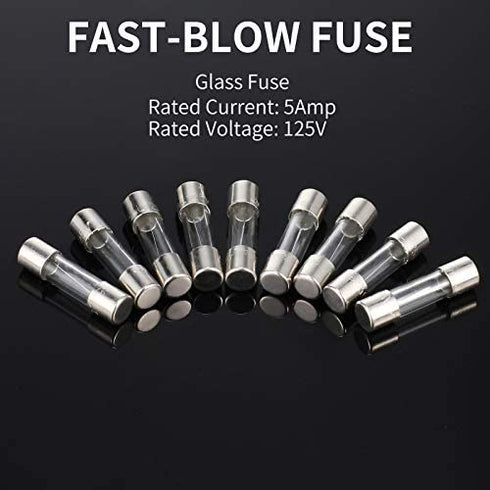 40 Pieces Replacement Fuses for Christmas Lights C9, C7 and G40 Fast-Blow Glass Fuse 5 Amp 110/ 125V TS-C7 Glass Fuses Fast Acting Cartridge Fuse Quick Blow Glass Tube Fuse 0.2 x 0.78 Inch (5 x 20 mm)