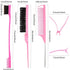 12 Pieces Hair Brush Set, Nylon Teasing Hair Brushes 3 Row Salon Teasing Brush, Double Sided Hair Edge Brush Smooth Comb Grooming, Rat Tail Combs with Duckbill Clips for Women Girls (Pink)1